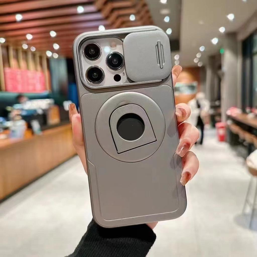 Applicable To IPhone15pro Mobile Phone Case Wireless Magsafe Ring Magnetic Rotating Bracket 13 Protection Case