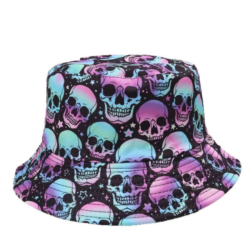 American Skull Reversible Bucket Hat: Hip Hop Street Dance Halloween Sun Protection Hat