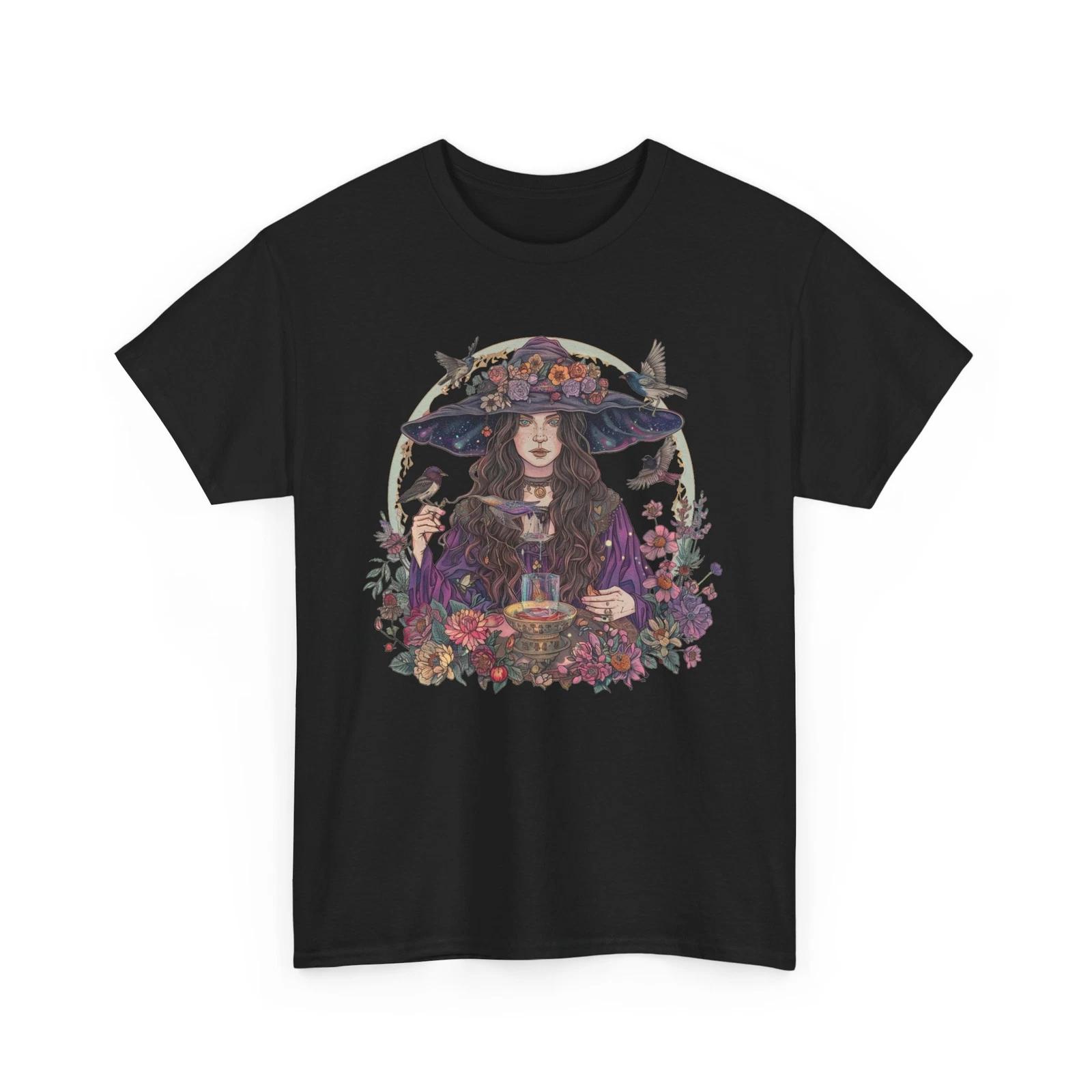 Floral Celestial Magic T-Shirt | Perfect for Mystic & Witch Lovers S