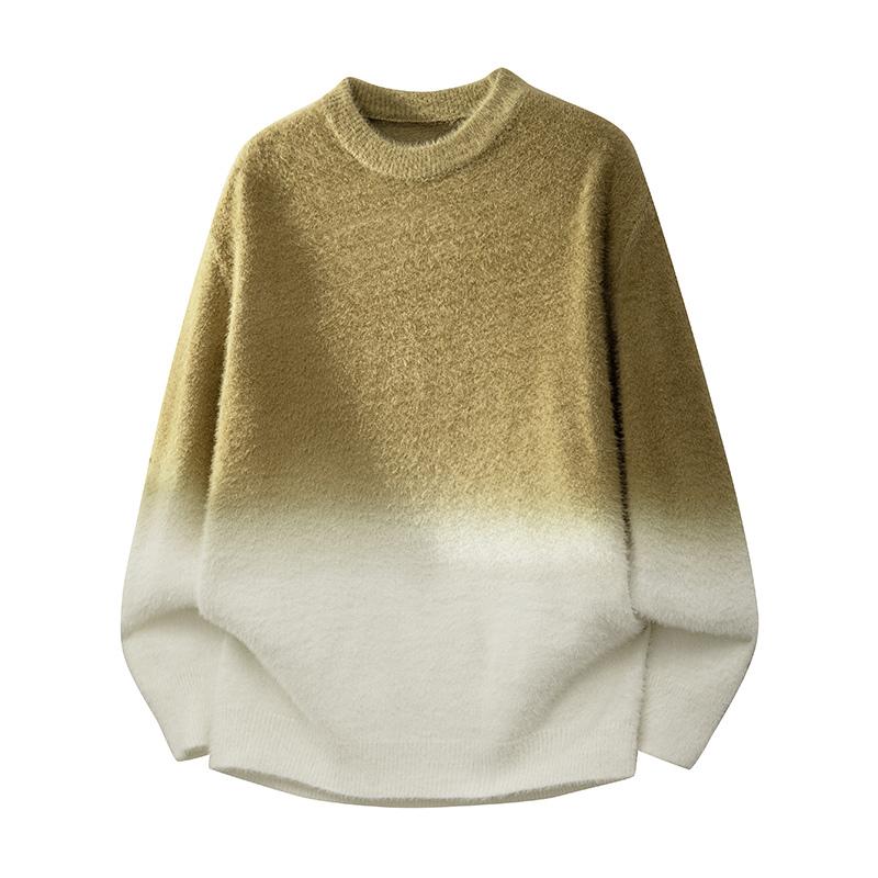 

Однотонный пуловер с длинным рукавом, круглым вырезом, модный градиентный повседневный топ L хаки