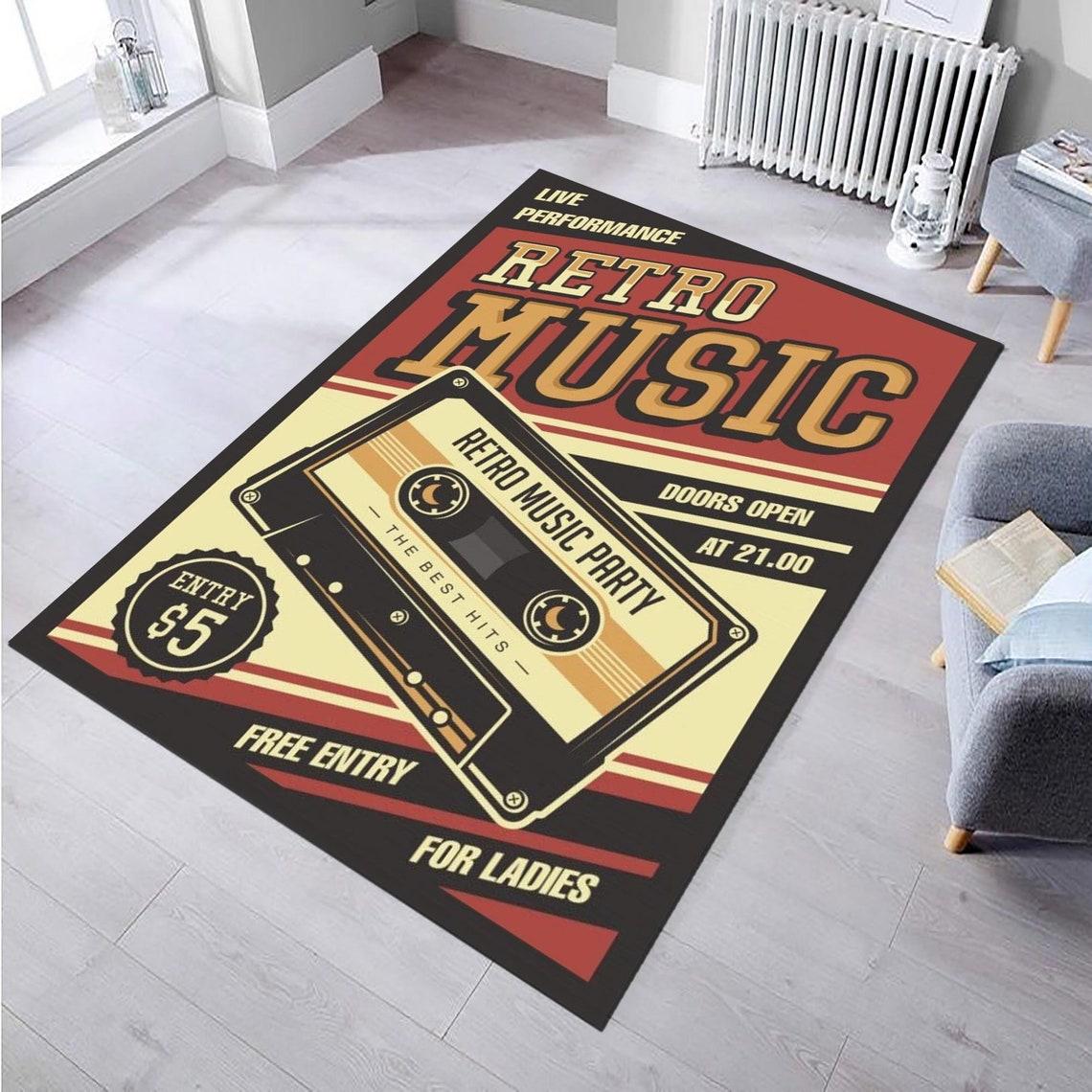 

Музичний килим Килимок для вітальні Джазове мистецтво Музика Декор Гітара Килим Гітара Подарунок Популярний килим Барвистий килим для вітальні Музичний декор кімнати 40x120cm