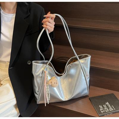 Solid Color Textured Bag Women's 2025 New Popular Fashion Shoulder Bag Large Capacity Tote Bag