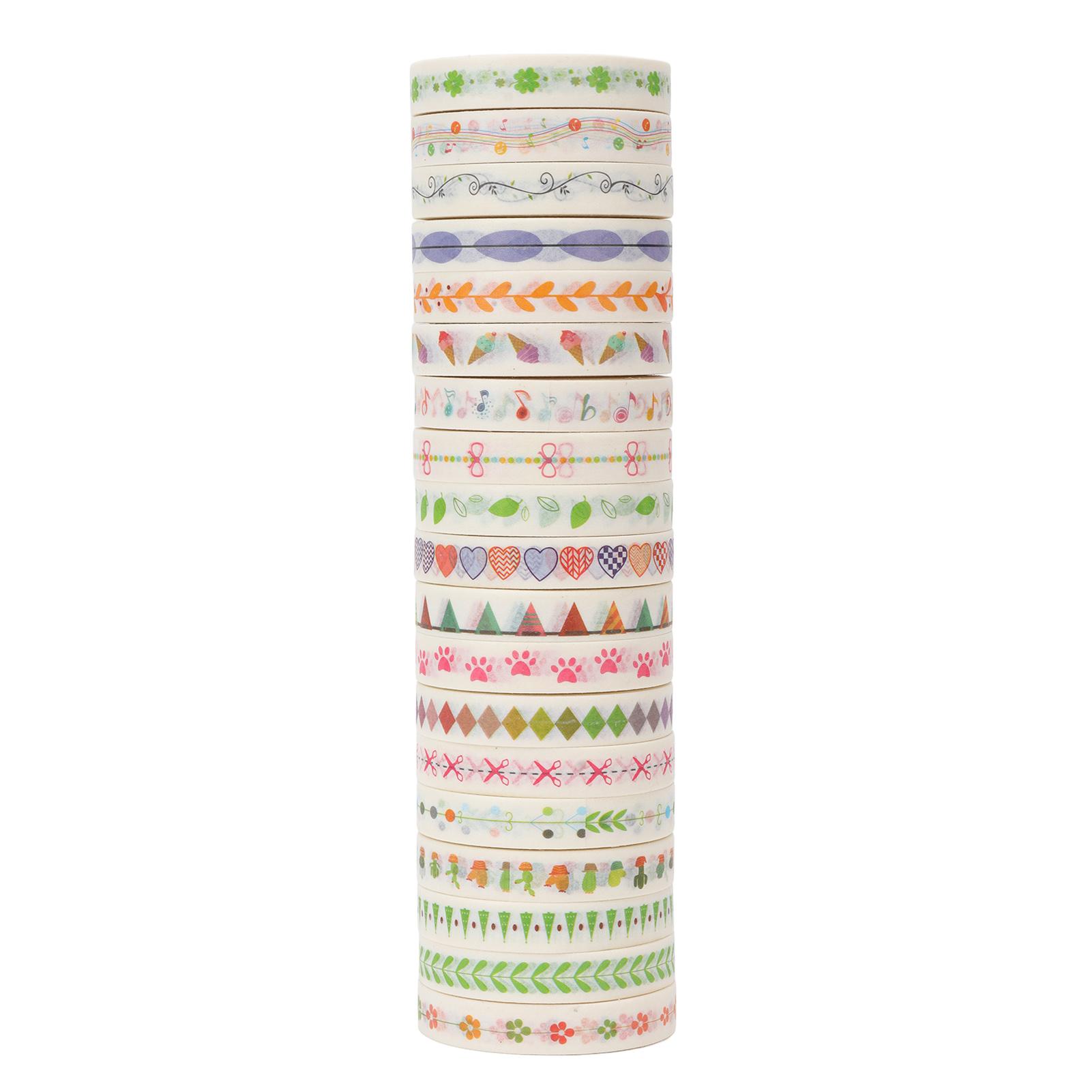 

19Pcs Washi Masking Tape Japanese Style Easy Stick Vivid Colors Assorted Style Colored Tape for