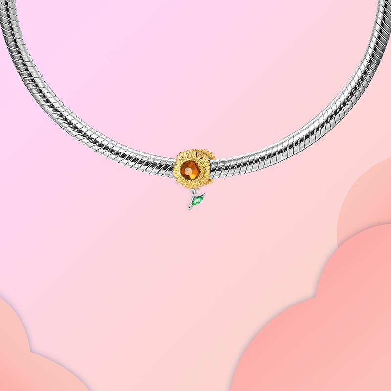 copper Plant Collection Sunflower Bead Charms Charm Compatible With Authentic Pandora Charm Bead Charms Bracelets Women Do It Yourself Jewellery Gift