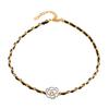 French Light Luxury Black Woven Leather Rope Titanium Steel Necklace Versatile Niche Camellia Shape Diamond Neck Chain Women