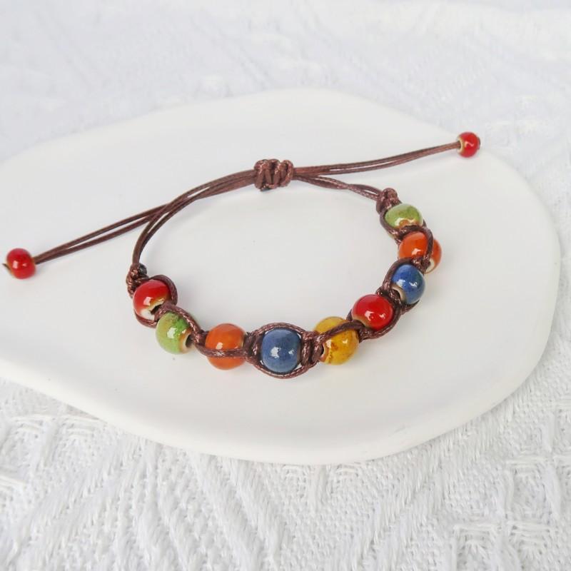 Ethnisch Stil Keramik Verstellbares Armband Für Frauen Mädchen Mode Bunt Perlen Sommer Charme Armband Schmuck Zubehör