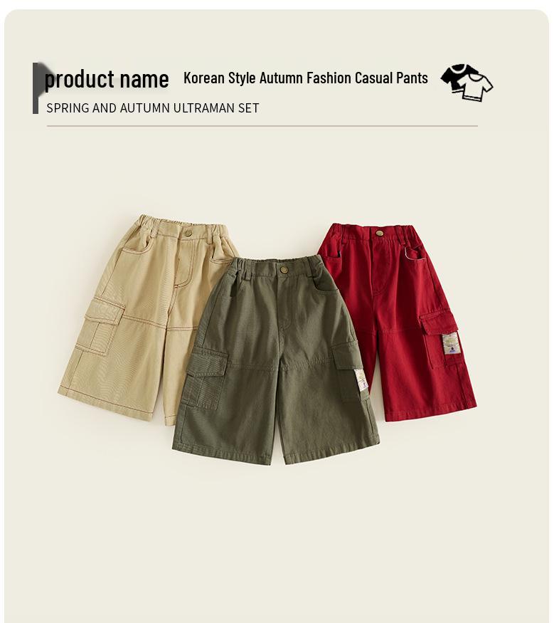 2025 Kids' Korean Style Autumn Pants: Comfortable, Skin-Friendly Cargo Nine-Point Pants for Boys and Girls