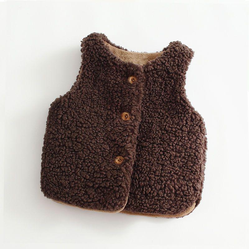 Thickened Cute Lambswool Vest for Infants, Unisex, Ages 1-3, Perfect for Autumn and Winter.
