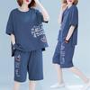 Women's Summer Short Sleeve Shirt Women's Slim Loose Casual Suit Shorts Two-piece Set