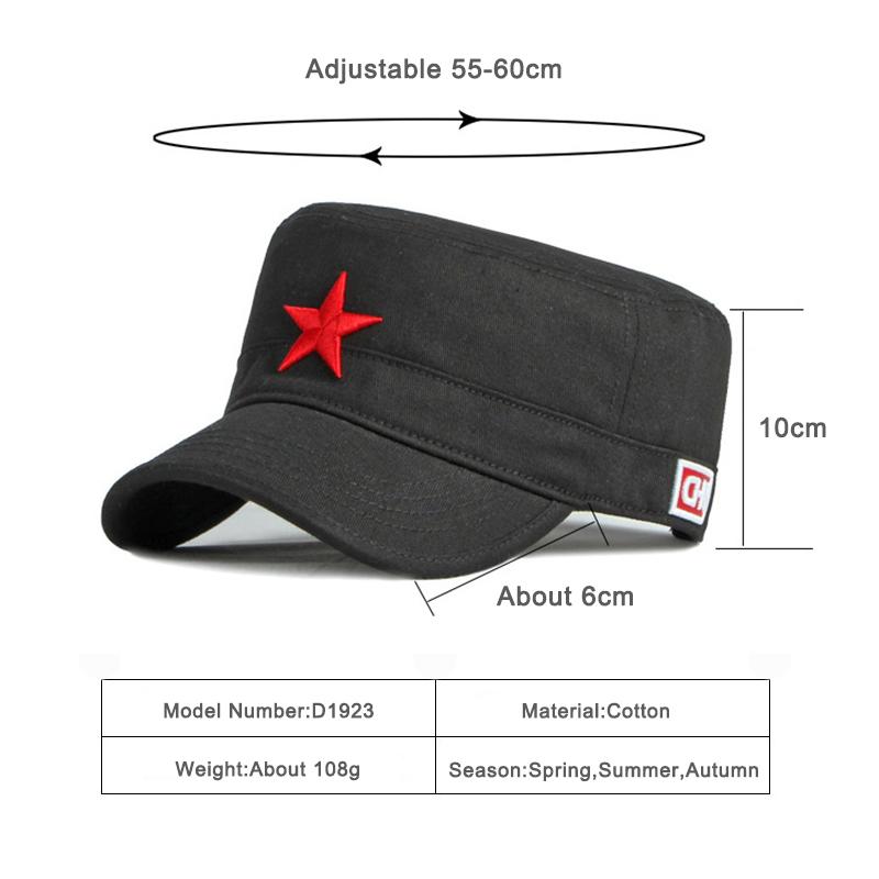 Spring Flat Baseball Hat for Men 3D Pentagram Embroidery Dad Cap Red Star Flat Hat Dailywear Visor Outdoor Sun Cap