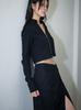 Nogtabeu Zipper Crop Shirt Black