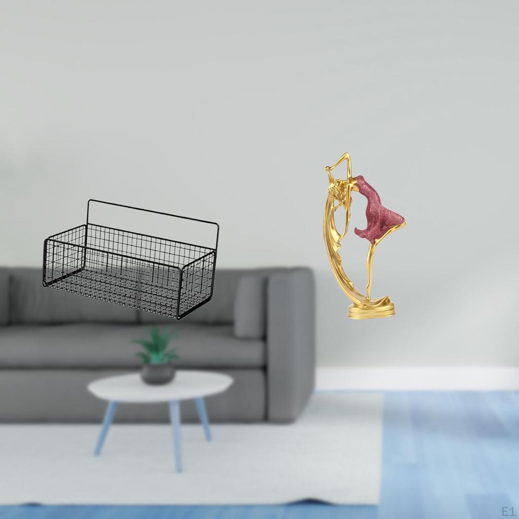 Floating Metal Wall Organizer Baskets And Ballet Dancer Statue Sculpture for Kitchen Bathroom Living