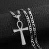 Anniyo 4.3CM Egyptian Cross Pendant Ankh Necklace Woman Men Gold /Silver Color African Charms Jewelry Egypt Nile Key #159321