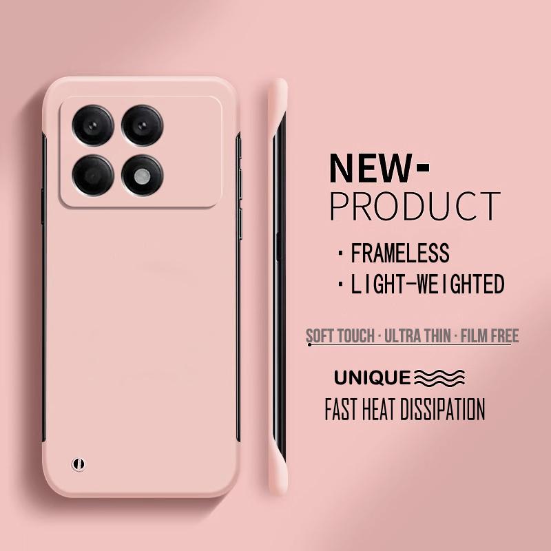 

Матовый тонкий безрамочный чистый цветной чехол для ПК-телефона XIAOMI Poco X6 F6 F5 Pro F4 F3 защитный чехол на четыре угла Poco X6 Pro розовый