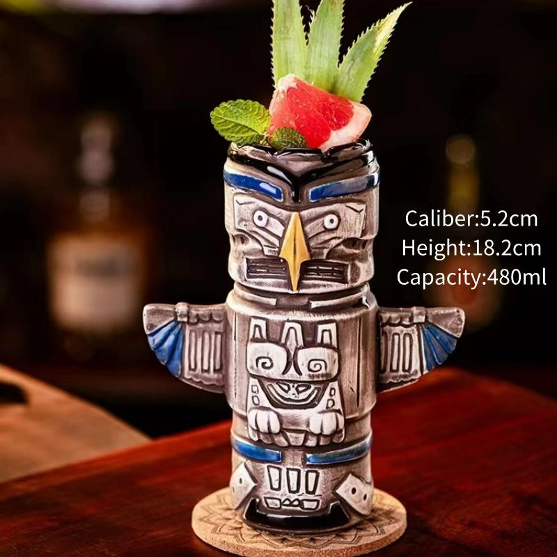 Tazza Tiki Tazze da Cocktail Hawaiane Tazza Divertente in Ceramica Creativa Tazze Tiki Tazza da Birra per Bevande Tazza da Vino Strumenti per Bar Regalo per Amici