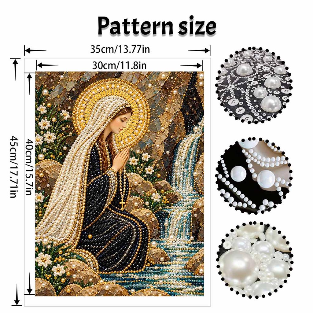 DIY 3D Pearl Diamond Painting Art Set Virgin Mary Religious Home Decor Art Set Wall Art