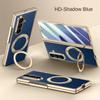 For Samsung Galaxy Z Fold 7 Case Luxury PU Leather Ring Stand Magnetic Wireless Charging Protect Back Cover for Z Fold7 Shell