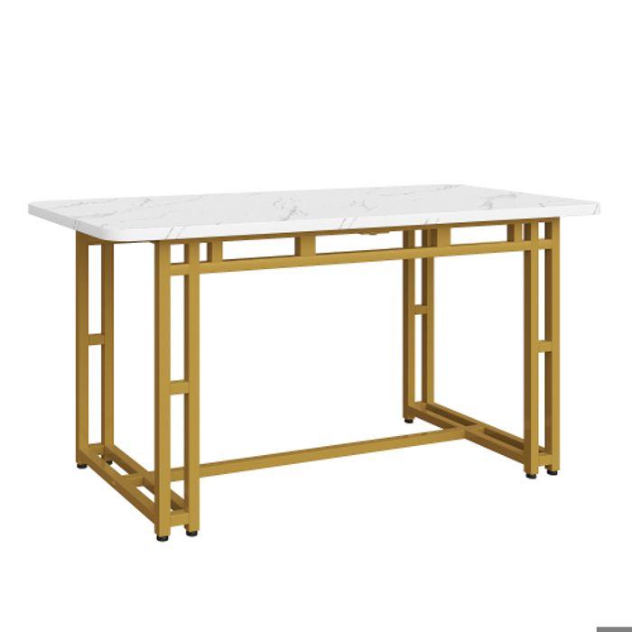 Table de salle à manger - MUVOE - 120x70cm - Métal doré - Rectangulaire - Contemporain