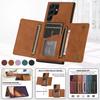 Triple Folded Matte Leather Wallet Case for Samsung S25 Ultra S24 FE S23 S22 Plus S21 A55 A14 Cards Slots Kickstand Flip Cover