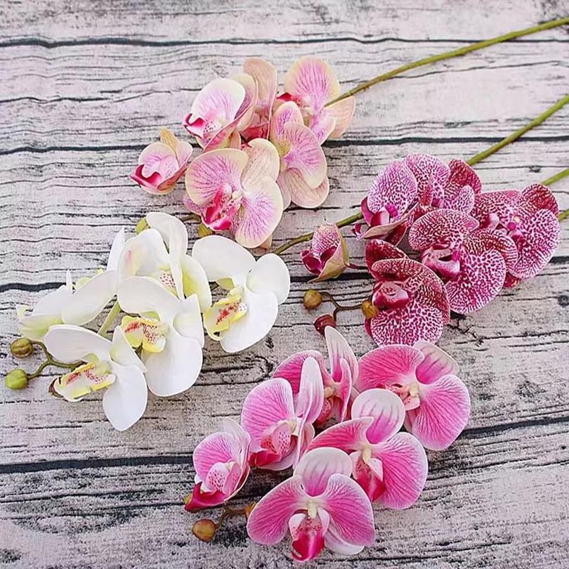 3D Artificial Flowers Plastic Butterfly Orchid Home Vases Table Decor Wedding Outdoor Garden Bride Bouquets DIY Wreaths Gift Box