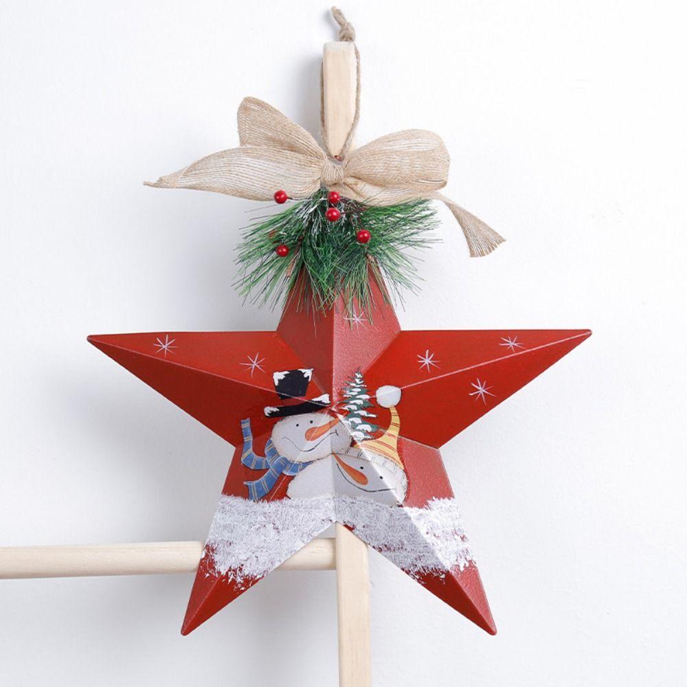 Iron Christmas Tree Decoration Pendant Old Man Snowman Pattern Hanging Ornament Door Display