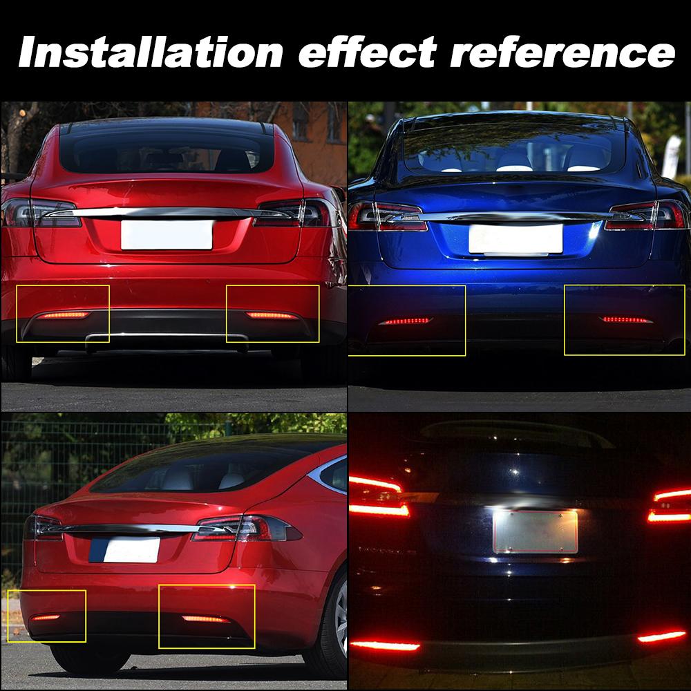 2PCS Fog Lamp Car Brake Red Tail Light LED Bumper Reflector Bulbs Warning Light For Tesla Model S 2012-up Turn Signal Rear Lamp