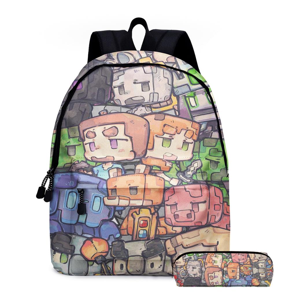 ROBLOX Backpack Elementary and Secondary School Bag Children's Backpack Anime Cartoon Backpack Lunch Bag Pencil Case
