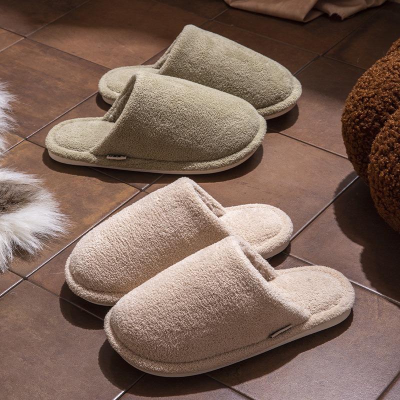 Cotton slippers women's new men's indoor home and outdoor wear plush winter non-slip couple thickened bottom couple