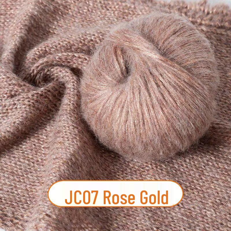 Medium-Thick Sparkly Mohair & Wool Soft Hand-Knitting Yarn Skein
