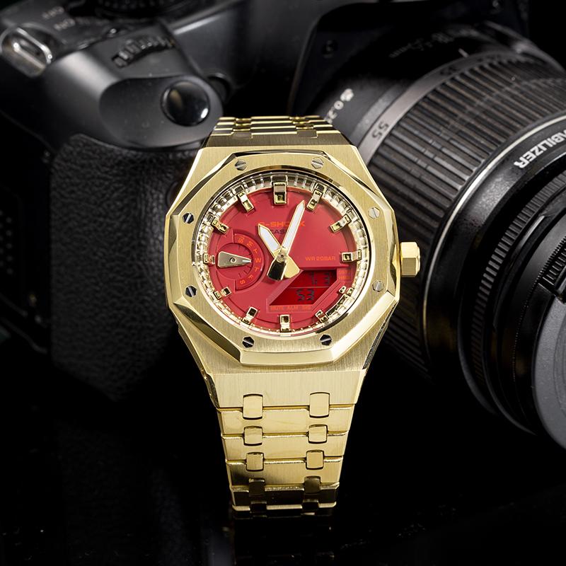 Casio Unisex Liquid Crystal/Analog Dual Display Series 44.5mm Red Watch GA-2100-4A(Team788--2)