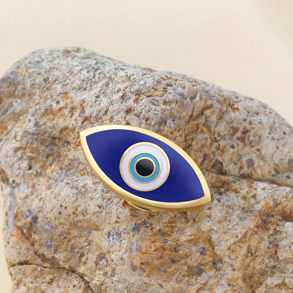 Dawapara Spilla da bavero Occhio Malvagio Smalto Spilla Greca Portafortuna Protezione Amuleto Accessori per Cappello Borsa Gioielli in Acciaio Inossidabile