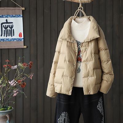 Autumn Winter Retro Stand Collar Women Down Cotton Parka Women Loose Warm Coat