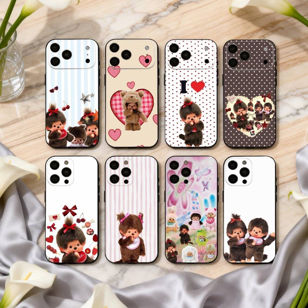 C-Cute M-Monchhichis-S Phone Case For iPhone 17pro,16,15,14,13,12,11 Plus,Pro Max,XS,Soft Silicone Black Cover