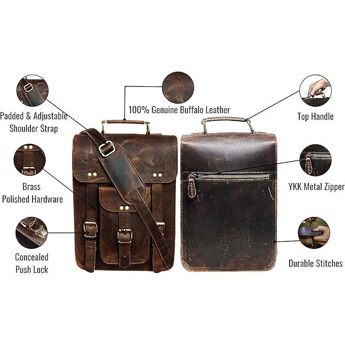 New Genuine Leather Messenger Bag Vintage Laptop Crossbody Bag Satchel Man Purse Shoulder Bag for Man Woman Office Bag