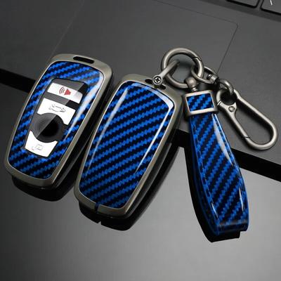 Bilnyckelfodral i kolfiber zinklegering för BMW 1 3 5 7 Series X1 X3 X4 X5 F10 F15 F16 F20 F30 F18 F25 M3 M4 E34 Tillbehör