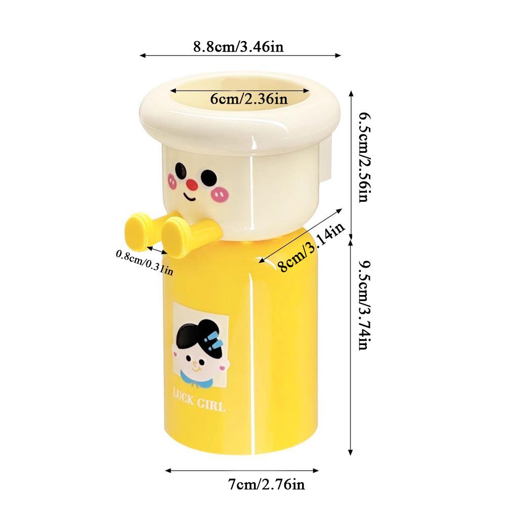 Cartoon Toothbrush Wall Mounted Toothbrush Holder Cup Magnetic Upside Down Mouthwash Cups Punch Free Storage Rack Organizer