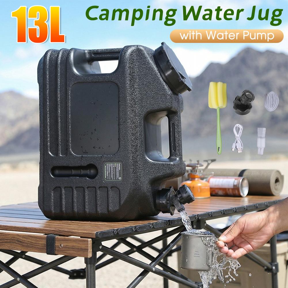 13L Camping Water Jug with Spigot Camping Water Container Water Pump Faucet Portable Water Container for Outdoor Camping Travel