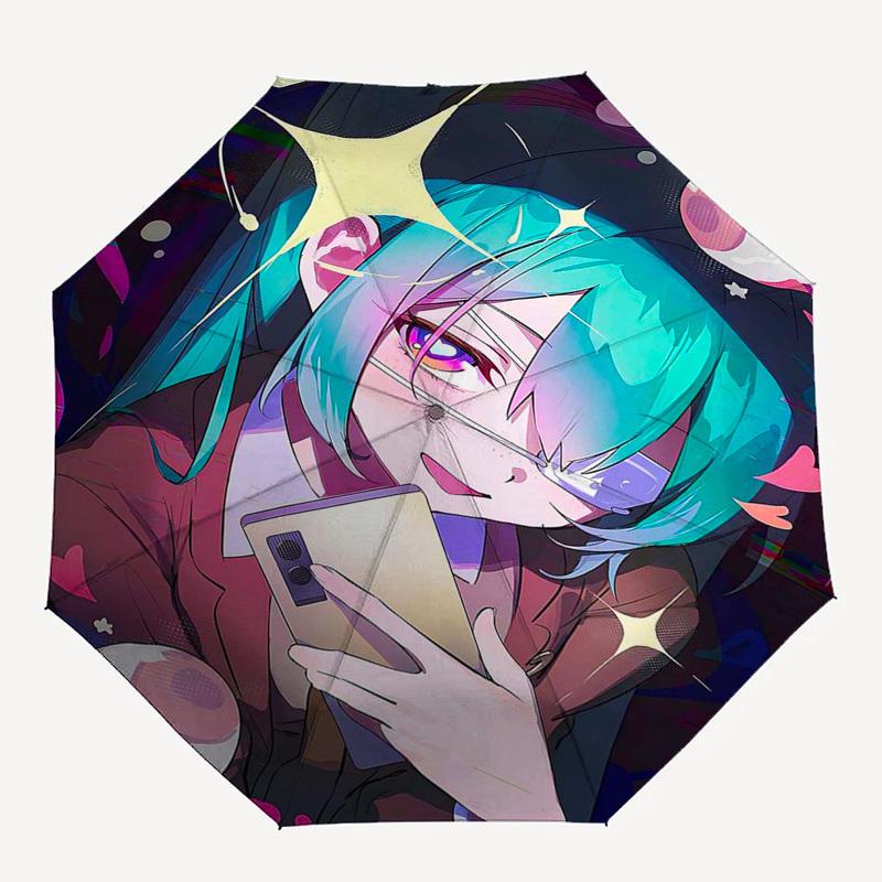 1 Stück Outdoor-Schirm mit Anime-Charakter-Design - Automatisches Öffnen/Schließen, Tragbares 3-fach faltbares Design, 8-Speichen-Eisenrahmen, Perfektes Geschenk für Fans, Tr