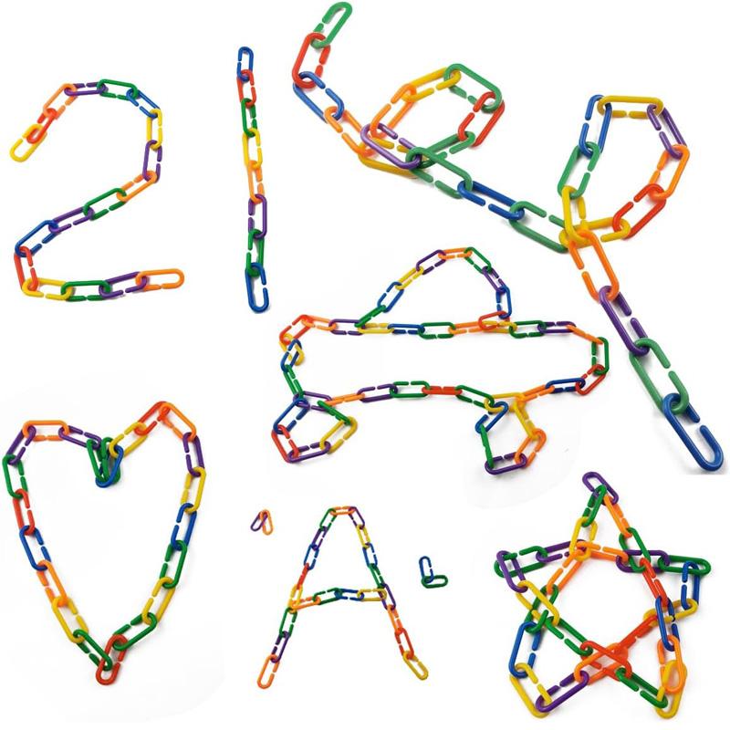 100-200Pcs Rainbow C-Shaped Plastic Buckles Bird Swing And Climbing Chain Cage Toy Hooks Diy Children'S Classroom Learning Toy
