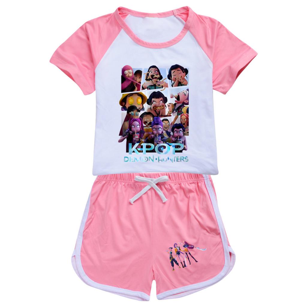 4997 Kids Girls POP Rumi Zoey Mira Print T-shirt Shorts Sport Tracksuit Clothes Set