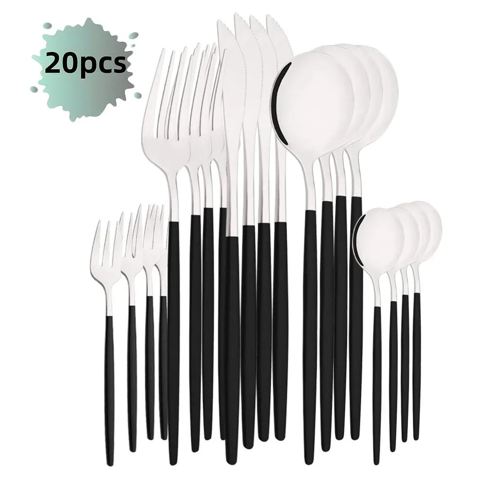 Black Gold 11Pcs Dinnerware Set Stainless Steel Dinner Knife Fruit Fork Spoon Cutlery Set Kitchen Tableware Flatware Set