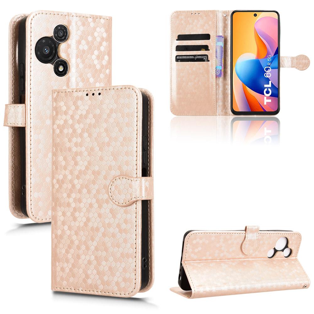 For TCL 60R 5G T519H/60 5G T521H Wallet Case Dot Pattern Imprint PU Leather Phone Cover
