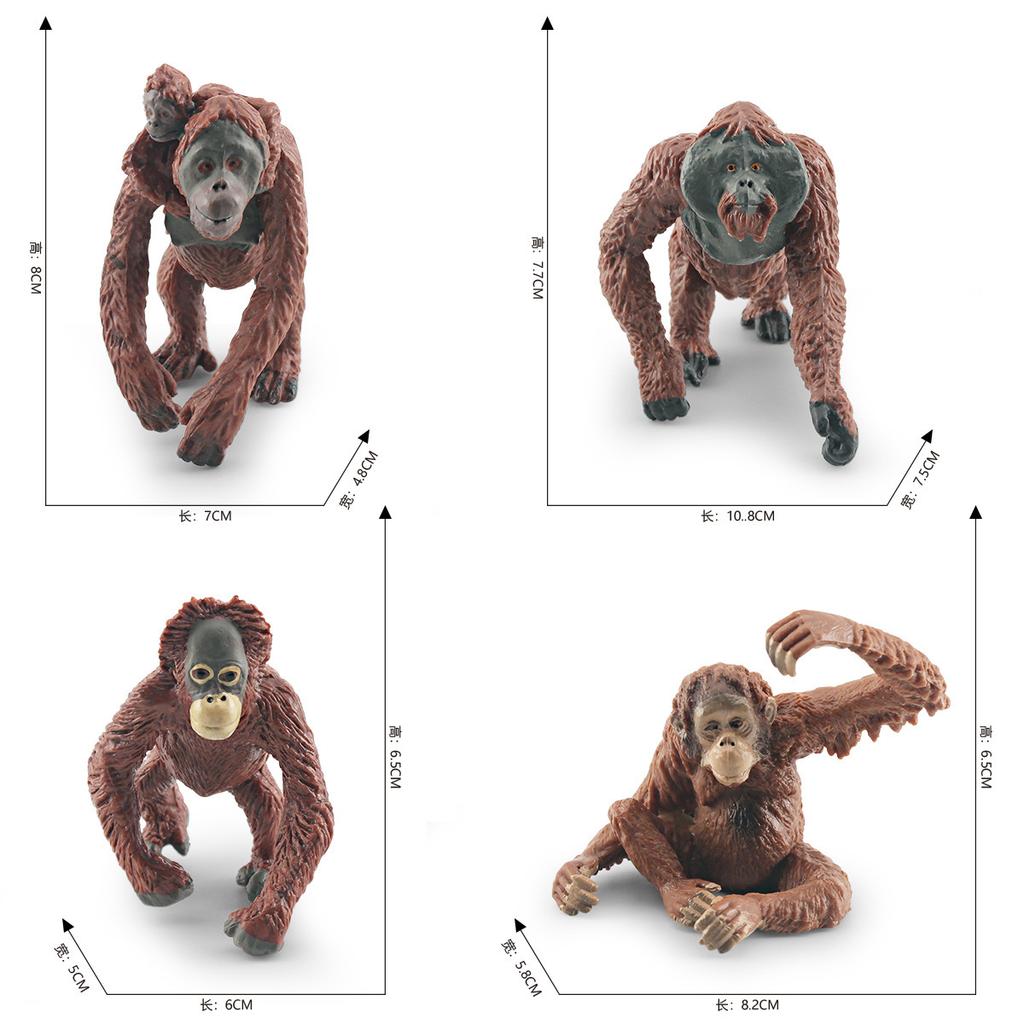 Simulated Forest Animals 4 Orangutan Models Orangutan Static Desktop Decoration Doll