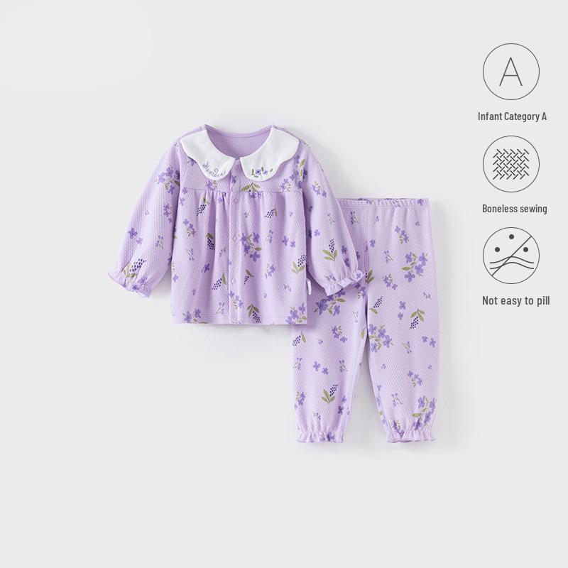 

Spring & Autumn Long-Sleeve Two-Piece Set for Baby Girls 80cm фіолетовий
