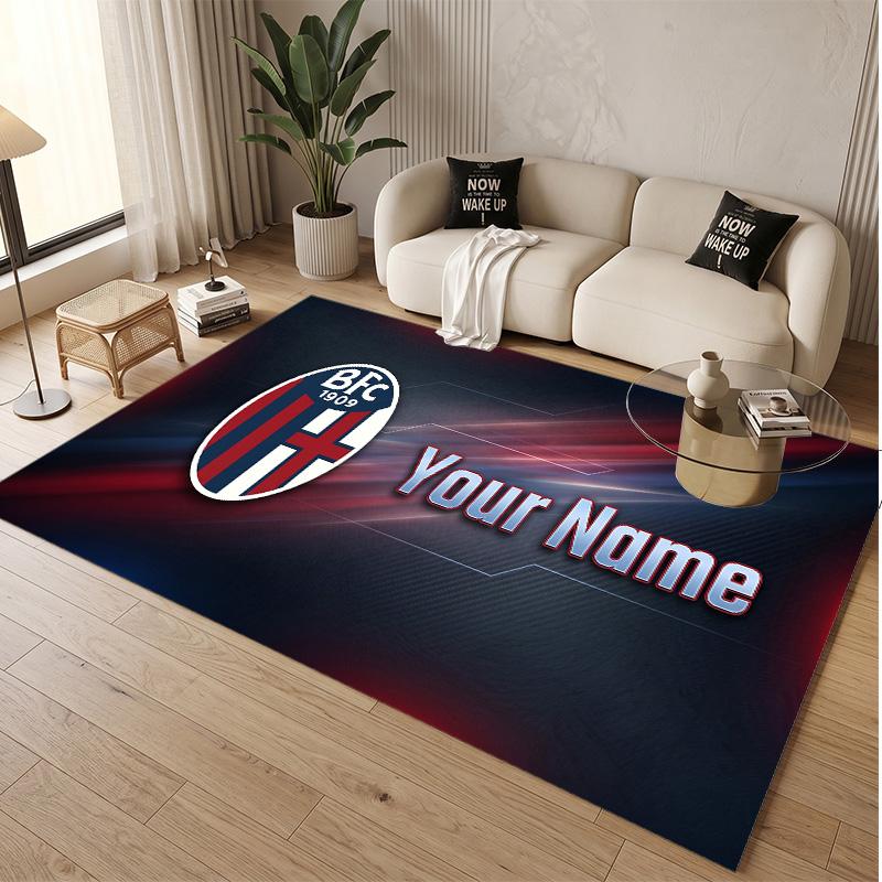 Personalized Crystal Velvet Carpet Bologna FC Pattern Non Slip Floor Rug