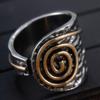 1-piece Vintage Silver Color Pleated Ring, Paired with A Gold Color Line Vortex Ring, Women's Bohemian Accessory Gift