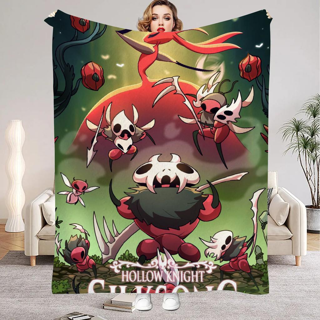 Hollow Knight Blanket Cartoon Game Printed Flannel Blanket for Home Living Room Bedroom Decor New Year Christmas Gift for Fans