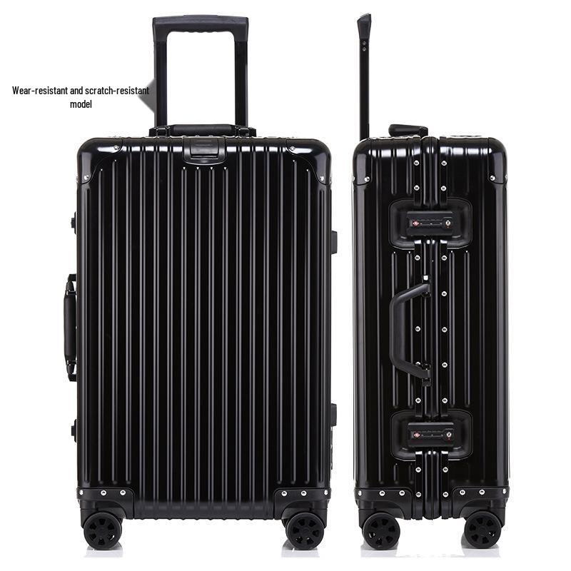Premium Aluminum-Magnesium Alloy Suitcase with Universal Wheels - Fashionable Hard Shell Luggage for Students