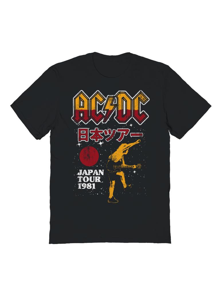 ACDC Band 1981 Tokyo Concert Commemorative Edition Mens Metal Punk Cotton Short Sleeve TShirt