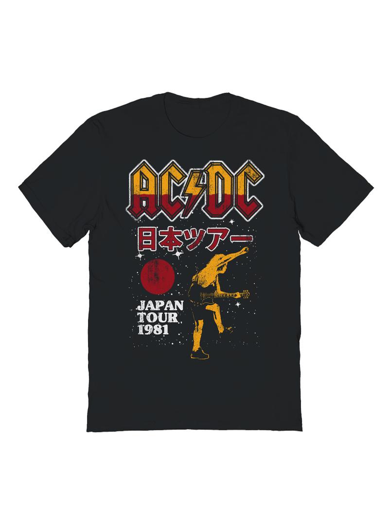 ACDC Band 1981 Tokyo Concert Commemorative Edition Mens Metal Punk Cotton Short Sleeve TShirt S
